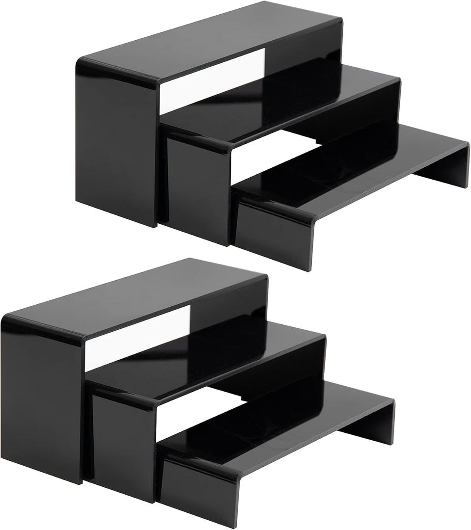 ihomecooker 6 Pc Black Acrylic Display Risers Showcase for Shoe Risers Retail Stand Cupcake Stand Dessert Stand (6P-Black)