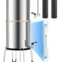CO-Z Gravity-Fed Water Filter System, 2.25 gal UV Countertop Water Filtration System, Stainless Steel Water Purifier with 2 Carbon Filters, Water Level Spigot, Chamber Stand, NSF/ANSI 42 Certification
