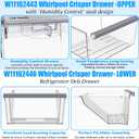 UPGRADED W11162443 Refrigerator Drawer & W11162446 Whirlpool Crisper Drawer Compatible with Whirlpool Fridge Drawer Replacement Parts WRS325SDHZ05 WRS315SDHM01 WRS555SIHZ03 Crisper Bins Drawer,2 Pack