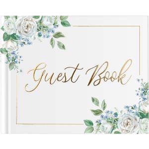 Wedding Guest Book for Guests to Sign, Elegant Wedding Guestbook Ideas, Sign in Book for Bridal and Baby Shower, Polaroid Guest Book, 100 Thick Lined and Blank Pages for Party, Wedding Books (Blue)