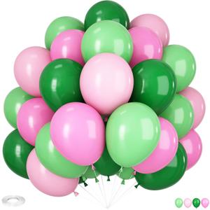 Pink and Green Balloons, 60pcs 12Inch Pink and Green Balloons, for Girl Birthday Wedding Baby Shower Party Decorations