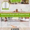 Reinforced 42 Inch Tall Retractable Baby Gates Extra Wide Dog Gate, 155 Inch Extra Long Baby Gate with Support Rods - Prevent Crawling Under, Indoor Retractable Gate Outdoor Extra Tall Dog Gate, White