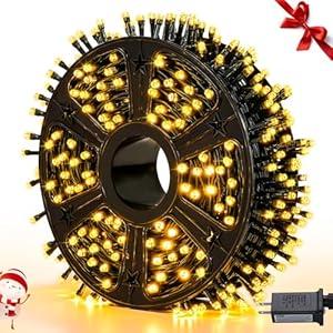 POTIVE Christmas Lights Outdoor Waterproof, 173ft 500 LED Led Christmas String Lights Indoor Plug in, 8 Modes Christmas Tree Lights Green Wire for Outside, Warm White