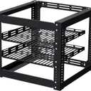 10U Open Frame Network Rack for IT & AV Gear, Floor Standing or Wall Mounted, 2 PCS 1U Rack Shelves & Mounting Hardware,Network Rack for 19" Device