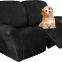 molasofa Loveseat Recliner Slipcover - 6 Pieces Stretch Leather Like Recliner Sofa Cover for 2 Seat Dual Reclining Loveseat Couch, Furniture Protector with Elastic Bottom (Charcoal Grey)
