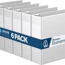 Premium Economy 6-Pack 3-Ring Binders for School or Office, D-Ring Binders, 3 Inch, White