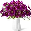 6PCS Artificial Daisy Flowers Fake Daisies Faux Purple Flowers Indoor Silk Fower Arrangements for Home Summer Garden Table Centerpiece Vase Grave Wedding Decor (11.42")