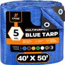 Better Blue Poly Tarp 40' x 50' - Multipurpose Protective Cover - Lightweight, Durable, Waterproof, Weather Proof - 5 Mil Thick Polyethylene - by Xpose Safety