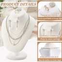 RattanView 2 Pcs Beige Velvet Jewelry Display Set Necklace Mannequin Bust Stand T Bar Bracelet Holder for Retail Home Decor