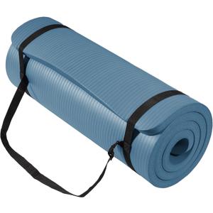 Yoga Mat 1-Inch Extra Thick High-Density Exercise Mat with Non-Slip Surface & Carry Strap for Men & Women Tear-Resistant Pilates Workout Mat for Home Gym, Floor Fitness (Navy Blue)