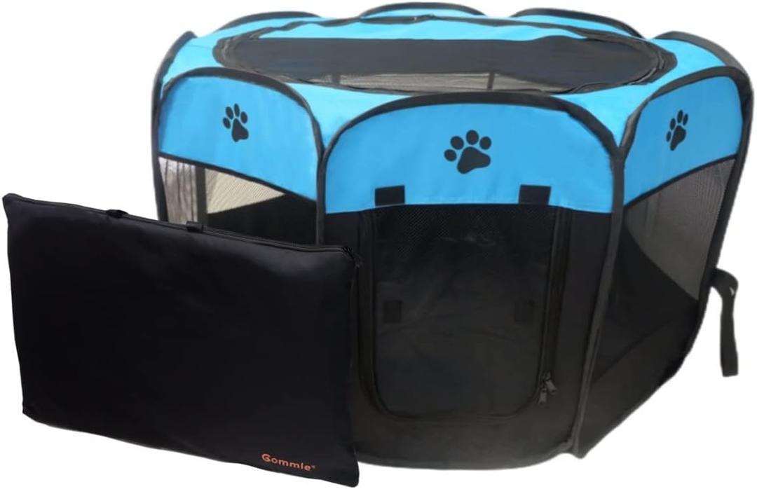 Portable Pet Playpen for Small Cat Dog Puppy Rabbit,Cat Kitten Playpen Indoor Outdoor with Carrying Case,Waterproof Bottom and Removable Zipper Top (S(28.7" x 28.7" x 16"), Blue)