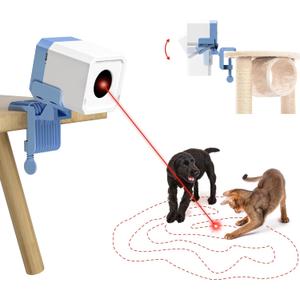 Potaroma Truly Random Cat Laser Toys, No Knock-Over Clamp, Automatic Chargeable Interactive Kitten Toy Indoor Exercise for All Breeds, Light Blue White