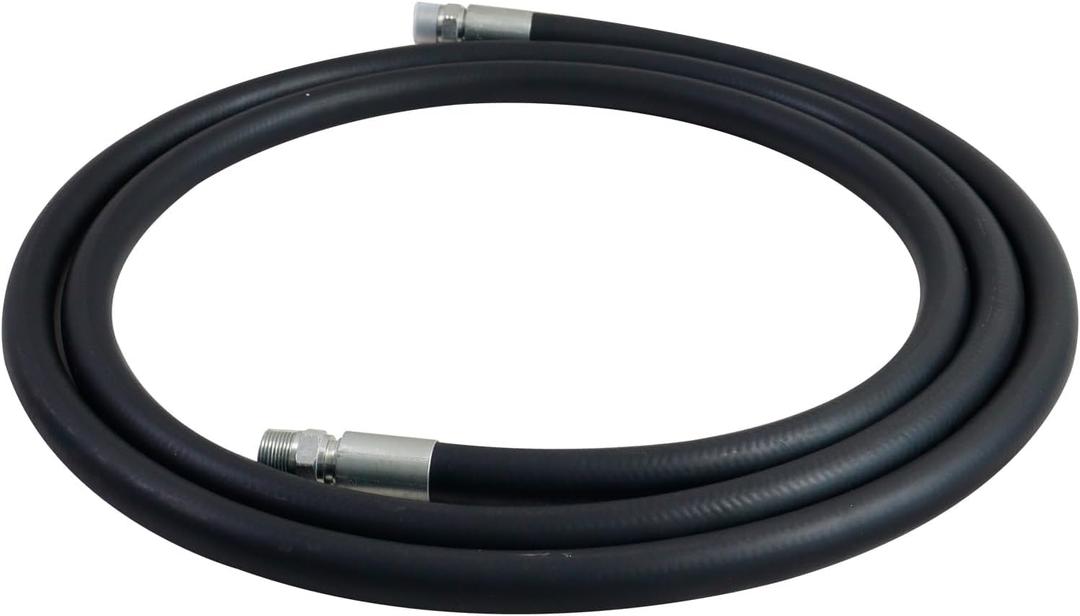 0.75 Inch x 10 Foot Neoprene Gasoline, Diesel, Biodiesel Fuel Pump Transfer Hose with Ground Wire and 3/4" Male Fittings, Black Fuel Transfer Hose Farm Fuel Hose 10FT