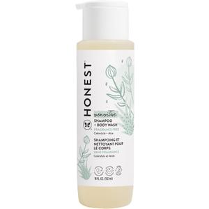 The Honest Company 2-in-1 Cleansing Shampoo and Body Wash for Sensitive Skin, Gentle Tear-Free Hypoallergenic Baby Wash with Naturally Derived Ingredients, Fragrance-Free, 18 fl oz