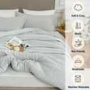 Quataly Light Grey King Comforter Set - 3 Pieces Seersucker Lightweight Bedding Comforter Sets (1 Soft Fluffy Comforter & 2 Pillowcases) - All Seasons Cozy Modern Bed Sets for Women Men