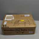 MEWOOFUN Cat Couch Bed, Pet Sofa for Indoor Cats Wooden Indoor Elevated Cat Beds with Removable Mattress Cover Suitable for Kitty, Puppy or Small Animal (Cream, Medium)