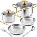 Titanium Cookware Set, Titanium Pans for Cooking, 6 Pcs, Essential, As shown