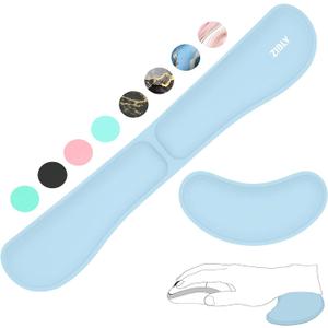 ZIBLY Wrist Rest Keyboard and Mouse Set - Anti-Skid Non Slip Ergonomic Wrist Cushion Support Pad - Easy Typing, Pain Relief - Premium Memory Foam for Work from Home Gaming Computer Laptop (Blue)