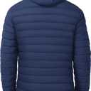 Men's Lightweight Packable Puffer Jacket Hooded High Collar Insulated Water-Resistant Winter Jackets Puffy Coat (Blue, XL)