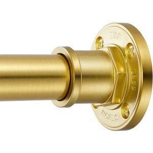 BRIOFOX Industrial Shower Curtain Rod - 2-in-1 Design Tension Curtain Rod - Rustproof Non-Slip 43 to 72 Inch Metal Steel, Light Gold Window Curtain Rod