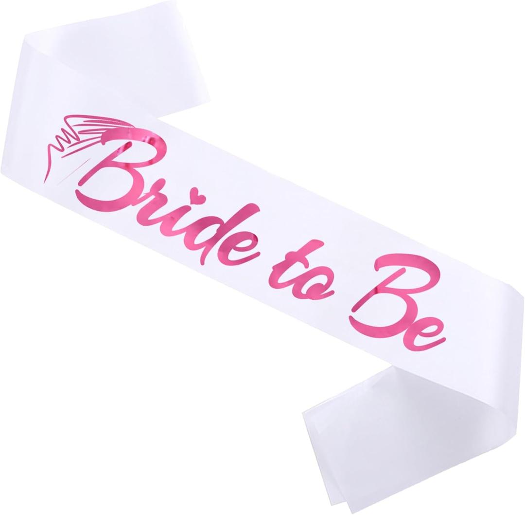 2 x Bride to Be Sash, Funny Bachelor Sashes for Future Bride Engagement Gift Idea Wedding Party Decorations Bachelorette Party Supplies, White + Pink(Bride to Be)