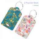 6 x 2 Pack PU Leather Luggage Tags for Suitcase, Travel Cruise Luggage Tag with Privacy Flap, Name ID Label and Metal Loop for Women Men Baggage Handbag School Bag Backpack, Watercolor Flowers