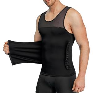 Men Body Shaper Slimming Vest Tight Tank Top Compression Shirt Tummy Control Underwear Moobs Binder L