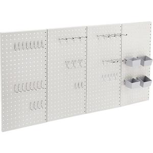 Amazon Basics Rectangular Metal Pegboard Wall Organizer, Tool Storage Organization System, Rust and Scratch Resistant, 48-Piece Kit, Gray