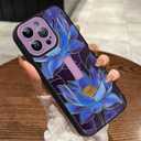 MOWIME Compatible with iPhone 13 Pro Max Case with Finger Strap, Lotus Floral Shockproof Soft TPU Protective Cover for Women Girls, Slim Anti Scratch Case for iPhone 13 Pro Max 6.7 Inch, Purple