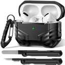 MOBOSI for Airpods Pro Case(1nd/1st Gen), Military Grade AirPods Pro 2nd Generation Case, [Compatible with MagSafe], Hard Shell Full-Body Protective Case Cover with Keychain(2023/2022/2019), Black 1Pcs