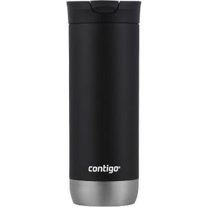 Huron Vacuum-Insulated Stainless Steel Travel Mug, 16oz Licorice - Leak-Proof Lid for Hot/Cold Beverages, Fits Most Cup Holdersand Brewers
