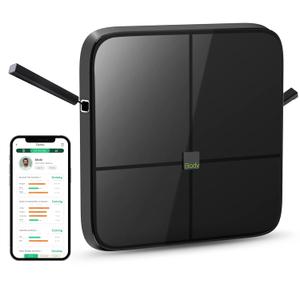 BodyPedia 8-Electrode Smart Scale for Body Weight, Digital Bathroom Weighing Scale Analyzes 43 Metrics (BMI/Muscle/Fat), Body Composition Monitor, Bluetooth Home User Health Equipment Sync Apps, Black 