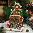 Santas Workshop Animated Christmas Village Moments in Time LED Lights, Music & Moving Scene Hand-Painted Polyresin Holiday Building with Adapter Christmas Home Dcor Collectible