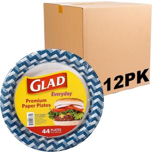 Glad Disposable Paper Plates, Blue Weave Design, 10 Inch, 44 Count, 12-Pk, 10 Inch - 528 Count
