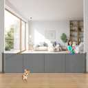 200 Inch Retractable Baby Gates Extra Wide, 42 Inch Tall Retractable Gate, 16.5 FT Reinforced Retractable Dog Gate with Rods & Hooks to Prevent Crawling Through, for Stairs, Indoor/Outdoor, Gray