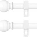 White Curtain Rods for Windows 48 to 84 or 88 Inches Max-2 Pack 5/8'' Metal Heavy Duty Curtain Rods Set - Rustic Decorative Drapery Rods with Brackets for Farmhouse, Bedroom(4-7.5 Feet)