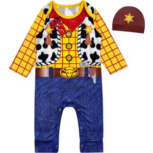 Baby Boy Prince Charming Costume Outfit with Gold Crown Newborn Infant Halloween Birthday Uniform (0-3 Months, Yellow)