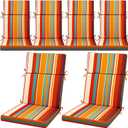 6 Pack Outdoor High Back Chair Cushion, 44 x 20 inches Patio Chair Cushions Waterproof Rocking Cushions Indoor Furniture Seat Pad, Weather Resistant (Boho)