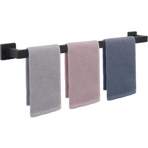 NearMoon Towel Bar, Bath Accessories Premium Thicken Stainless Steel Square Shower Towel Rack for Bathroom, Towel Holder Wall Mounted (1 Pack, Matte Black, 33 Inch)