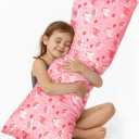 Kids Body Pillow Cover with Zipper - 20x54 Inch Long Silk Pillowcase for Kids Boys Girls Teens Soft Decorative Bed Large Cute Cartoon Body Pillow Sham for Hair and Skin, Rainbow Unicorn
