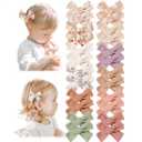 Niceye Baby Hair Clips - 24 Pcs Fully Lined Hair Bow Clips for Fine Hair Cotton Tiny Hair Barrettes for Infants, Toddlers, and Little Girls (White)