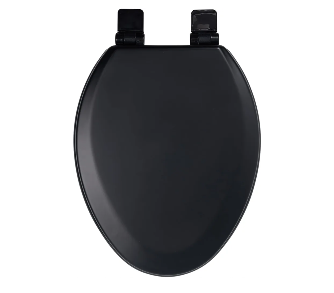 Toilet Seat, Slow Close, Soft Touch, Ultra-Smooth Matte Finish (No Orange-Peel Texture), Premium Moulded Wood, Quick Release, PIKLiDS (Black, Elongated)