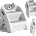 TPN Toddler Step Stool for Bathroom Sink and Potty Training Durable Anti-Slip,Anti-Tip A-Frame,10-Second Assembly, 2-Step Potty Stool with Wide Steps (Gray)