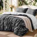 Love's cabin King Size Comforter Set Black - King Comforter Set, 3 Pieces Cute Floral Bedding Sets for All Seasons,1 Soft Reversible Botanical Flowers Comforter and 2 Pillow Shams