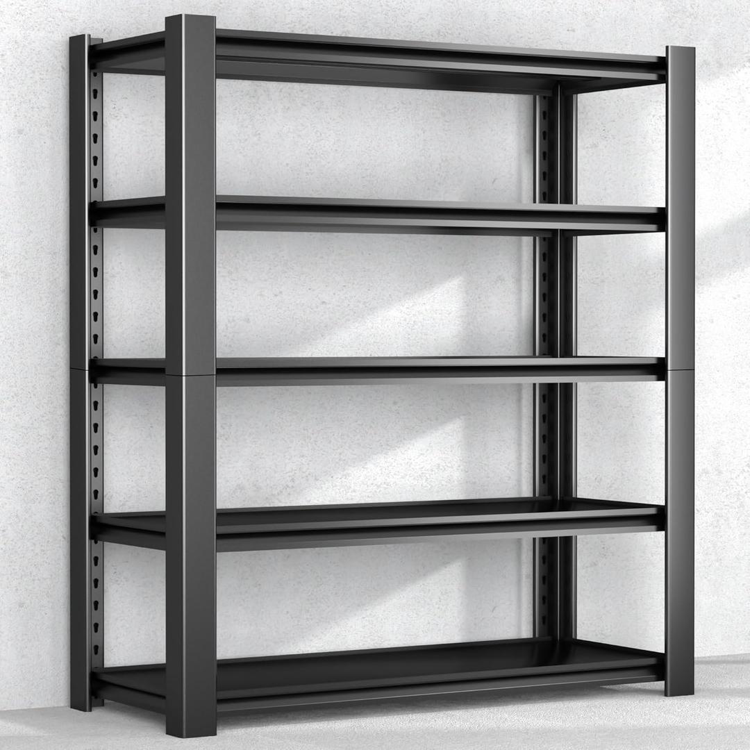 76.6" H Heavy Duty Garage Shelving Unit, 60" W Adjustable Metal Storage Rack, 5-Tier Metal Shelves, 24" D Industrial Shelving for Garage, Basement, Workshop, Heavy Duty Storage Shelf.1Pack