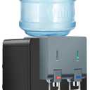 Premium Countertop Water Cooler Dispenser, Holds 3 or 5 Gallon Jug, Top Loading, Hot and Cold Water, Child Safety Lock, Compact Design Ideal For Homes, Kitchens, Offices, Dorms, Black