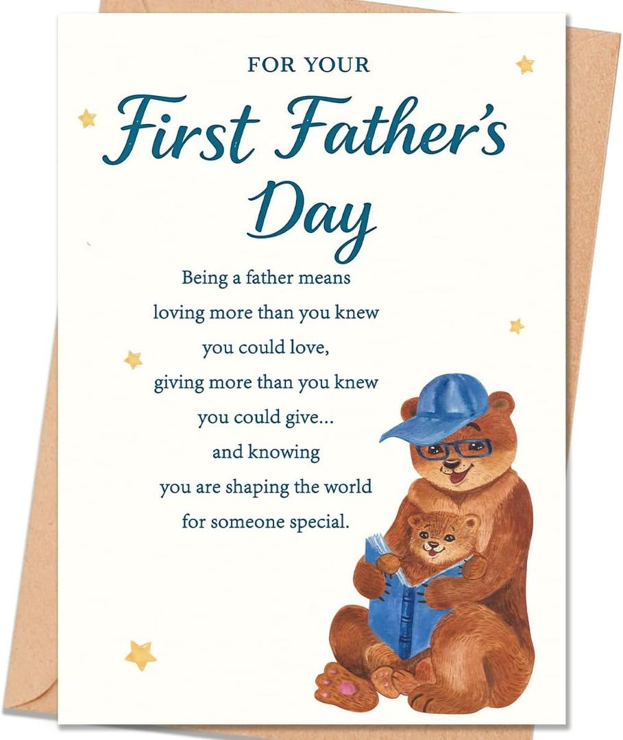 7 x FANCYLUCKY Happy First Fathers Day Gift for New Dad, Funny 1st Father's Day Card for New Dad from Baby Boy Girl, First Time Dad Card