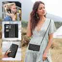 Asuwish Phone Case for Samsung Galaxy S23 Plus S23+ 5G Zipper Wallet Cell Cover with Tempered Glass Screen Protector Wrist Strap Flip Card Holder S23plus 23S + S 23 23+ SM-S916U 6.6 inch Women Black