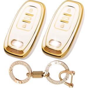 for Audi Key Fob Cover with Keychain, 3-Button Key Case, TPU Protector Compatible with A4 A5 A6 A7 A8/Q5 Q7/S3 S4 S5 S6 S7 S8 SQ5/R8 RS5 RS7