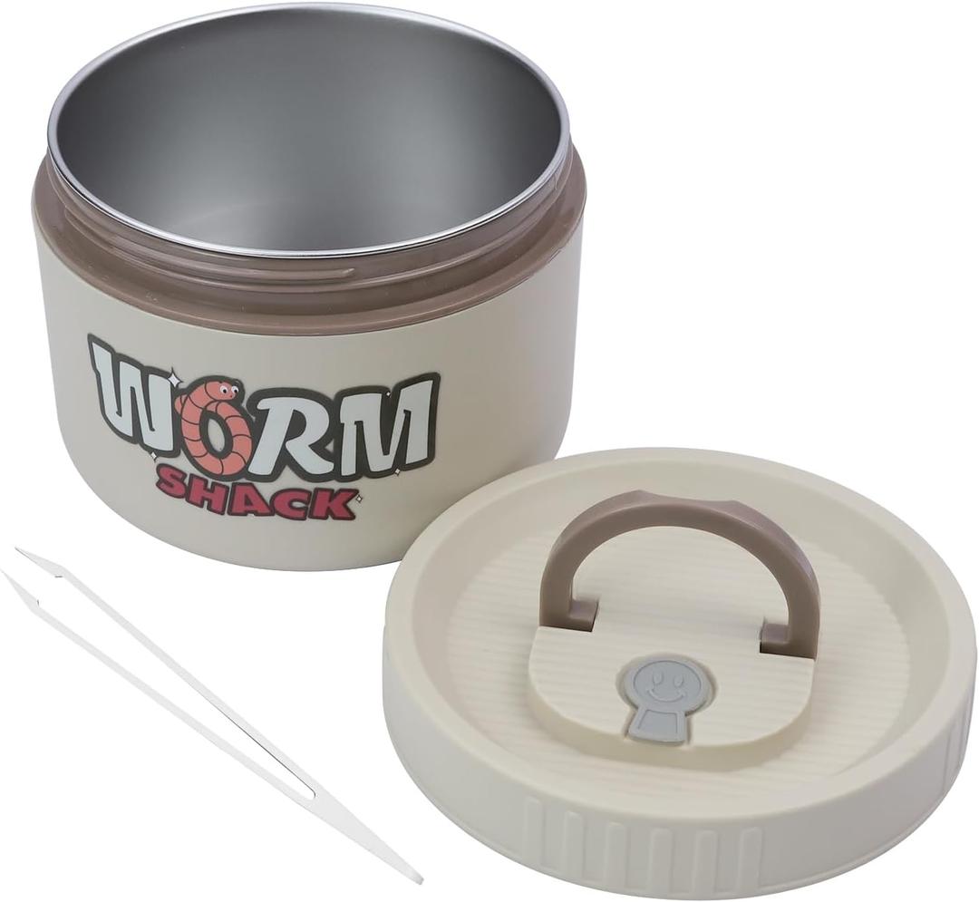 Fishing Bait Container, Insulated Stainless Steel, Live Bait Storage, Worm Storage Box, Nightcrawler Box, Bait Tank, Compact and Durable,Small and Portable, Keeps Bait Fresh and Alive